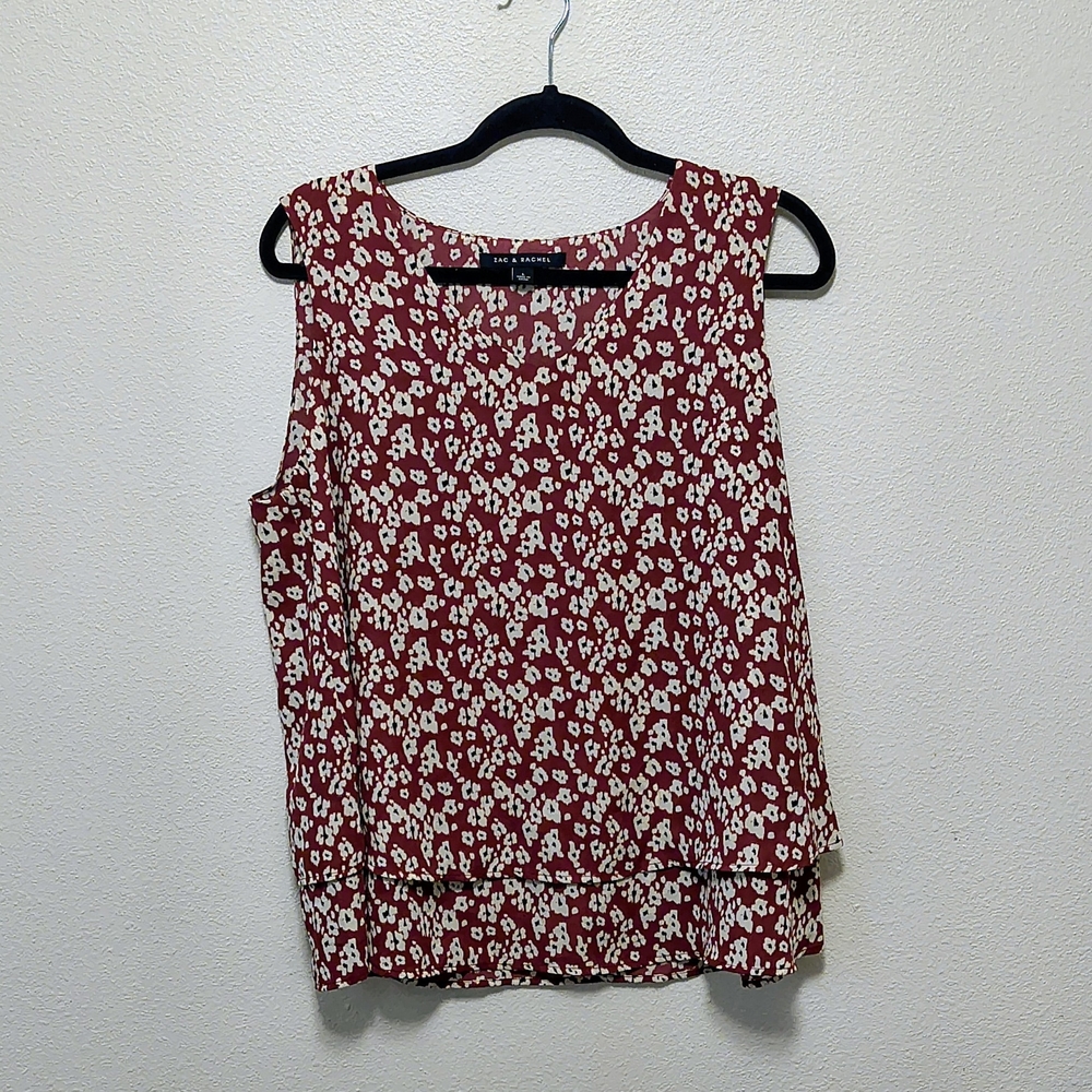 Zac & Rachel Red Floral Sleeveless Blouse